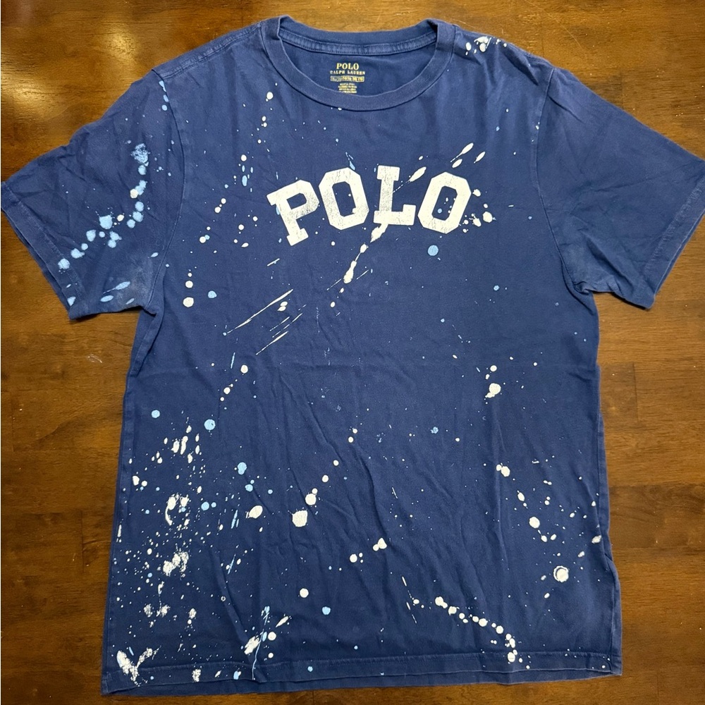 Polo by Ralph Lauren UNISEX Navy Paint-Splatter Logo Tee SMALL (S)